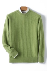 2024年秋季圆领纯色长袖羊毛衫时尚都市，男装羊毛衫，德晨羊绒