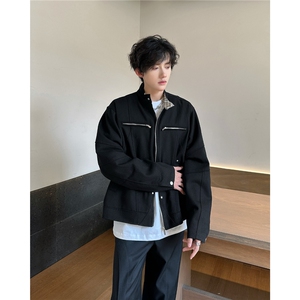 哈灵顿短款牛仔外套男女硬汉风立领牛仔衣美式复古工装夹克JK8569图片