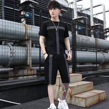 20夏季新款短袖套装冰丝休闲男潮流T恤短裤一套男装T706-p50，男装套装，星座1206（原A206）