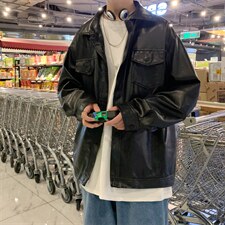 新款皮衣男ins潮男士皮夹克宽松pu外套春秋潮流韩版帅气PY118-P65，男装皮衣，星座1008-1