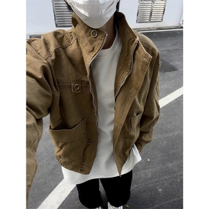 网图有货 美式vingate卡其色工装夹克男女宽松哈灵顿外套A901-P78图片