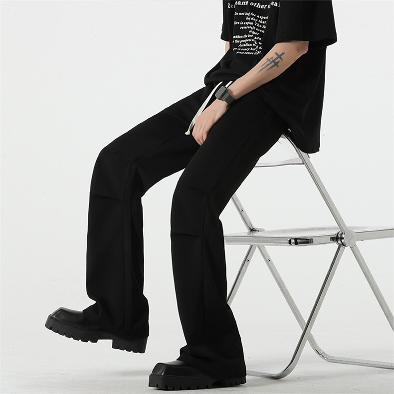 vibe高街垂感西裤ins潮牌设计纯色微喇叭裤子XZ211-1-K2321-P50,男装西裤,星座211-1