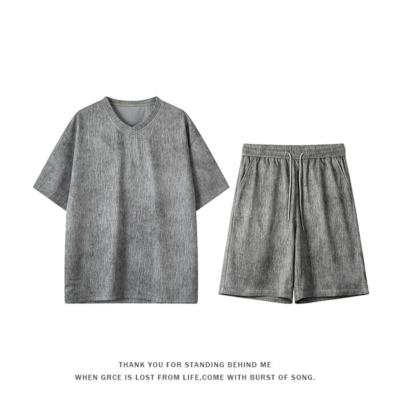 特批P50无差价2025夏季新款面料：聚酯纤维100%TZ5367，男装休闲套装，电商A001