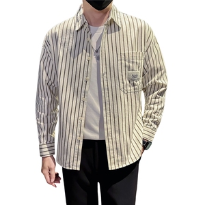 新款2025秋冬男士休闲长袖衬衫小伙主推内搭条纹衬衣C817P58控88图片