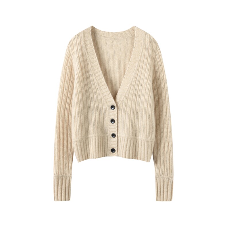 时尚百搭山羊绒V领开衫显瘦修身保暖毛衣外套，女装羊绒衫，东业羊绒