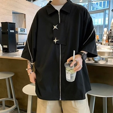 衬衫文艺时尚男青春流行慵懒夏季2023新款宽松型五分袖潮流，男装T恤，星座716-4
