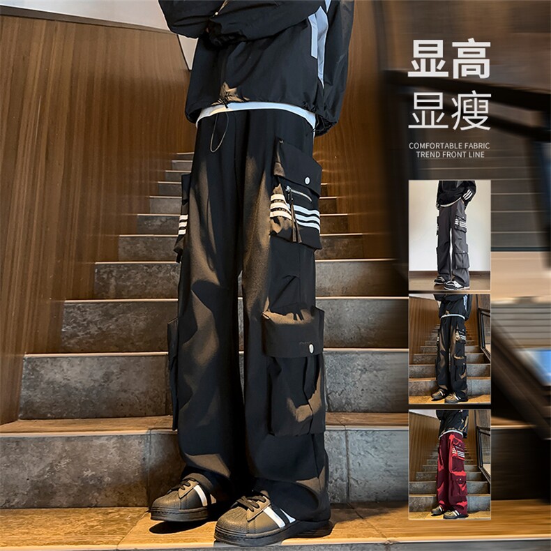 秋季新款冲锋裤Q2569-TP5588港风撞色立体多口袋休闲长裤男,男装休闲裤,电商A102