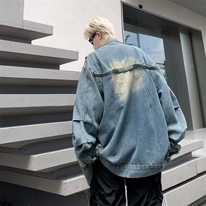 牛仔外套男士2024年秋季新款潮牌美式高街复古高级痞帅夹克图片