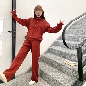 韩版休闲运动风时尚套装女2025春秋季新款显瘦立领卫衣长裤两件套图片