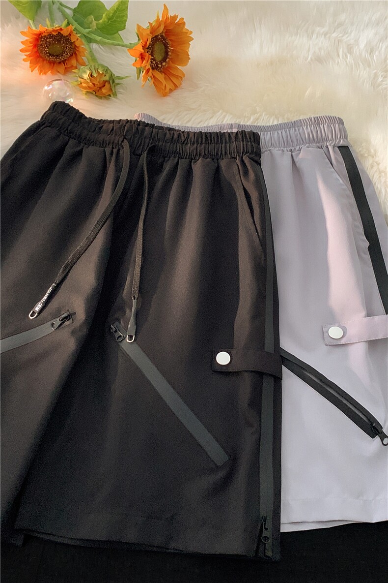 男生高街新款拉链开叉冲锋裤潮牌宽松短裤B315-K23213-P55控68,男装休闲裤,电商B315