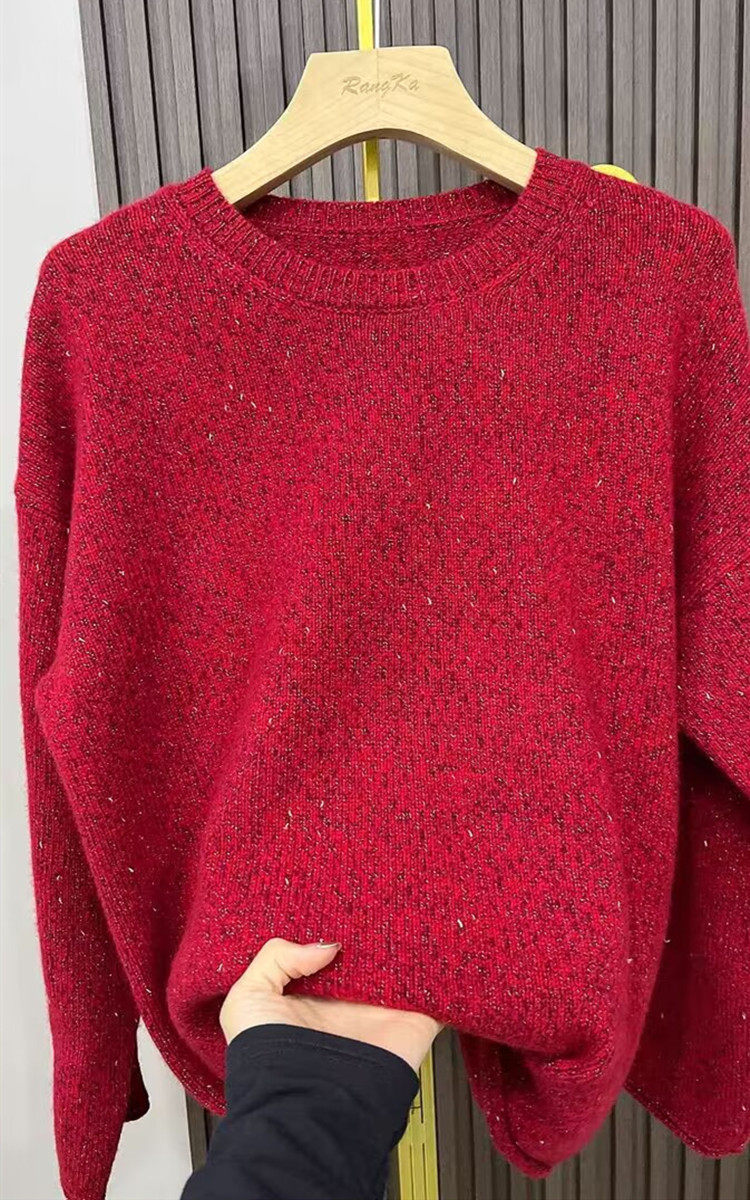 时尚金丝花纹女士羊绒衫柔软舒适显瘦百搭款，女装羊绒衫，莺澜羊绒