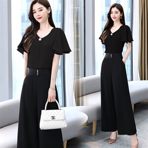 阔腿裤套装2021夏装新款女装韩版时尚气质时髦洋两件套日韩,女装套装/套裙,丽美静依