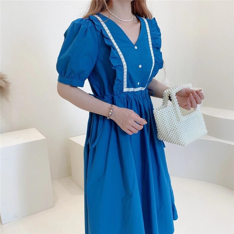 棉布连衣裙，女装连衣裙，左播