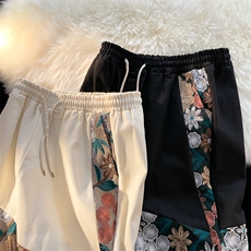 1港风大码M-5XL日系刺绣民族风潮五分裤短裤男DK7791P45控59，男装牛仔裤，星座226-2