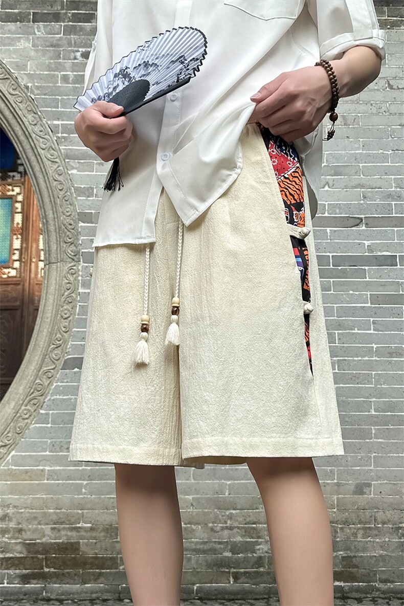 2024夏季新款外景大码风棉麻盘扣短裤M-5XHK24452-特P30,男装休闲裤,电商A022