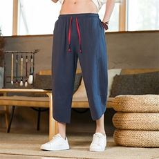 风日系夏休闲裤宽松棉麻裤男裤哈伦裤灯笼沙滩七分裤K89，男装牛仔裤，星座225-6