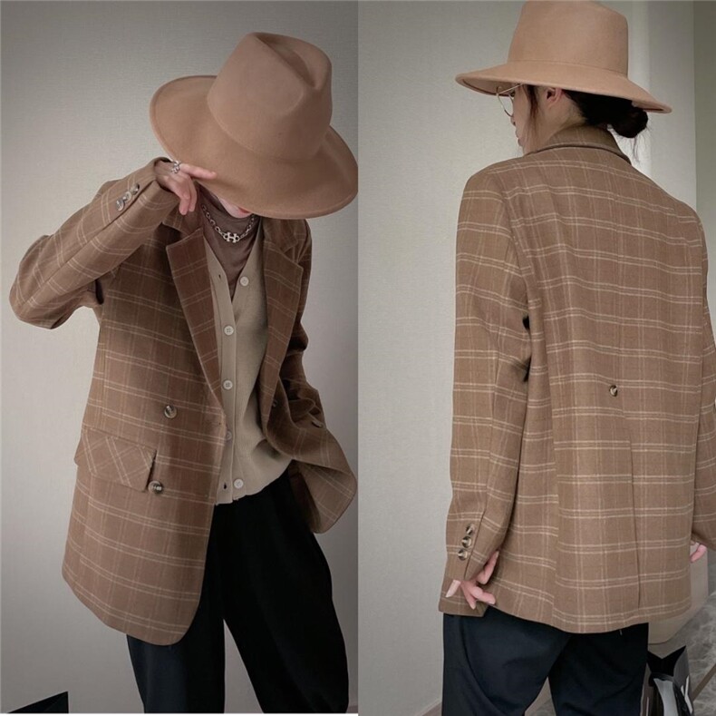 羊毛格子外套，其它，麦缇诺