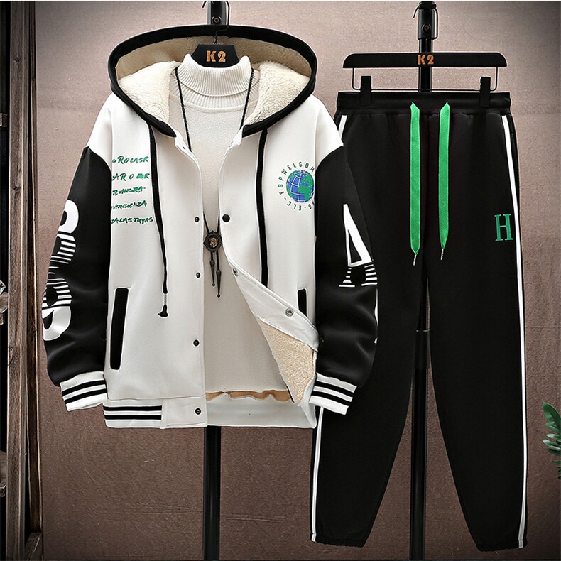 新款冬季卫衣棒球服连帽夹克男装青少年运动休闲套装DF316-2P85，男装休闲套装，电商A086