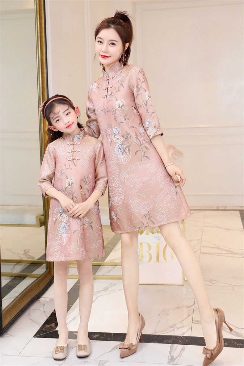 个性时尚连衣裙潮流舒适2021年春季长袖优雅亲子装,女装连衣裙,安之芮娜