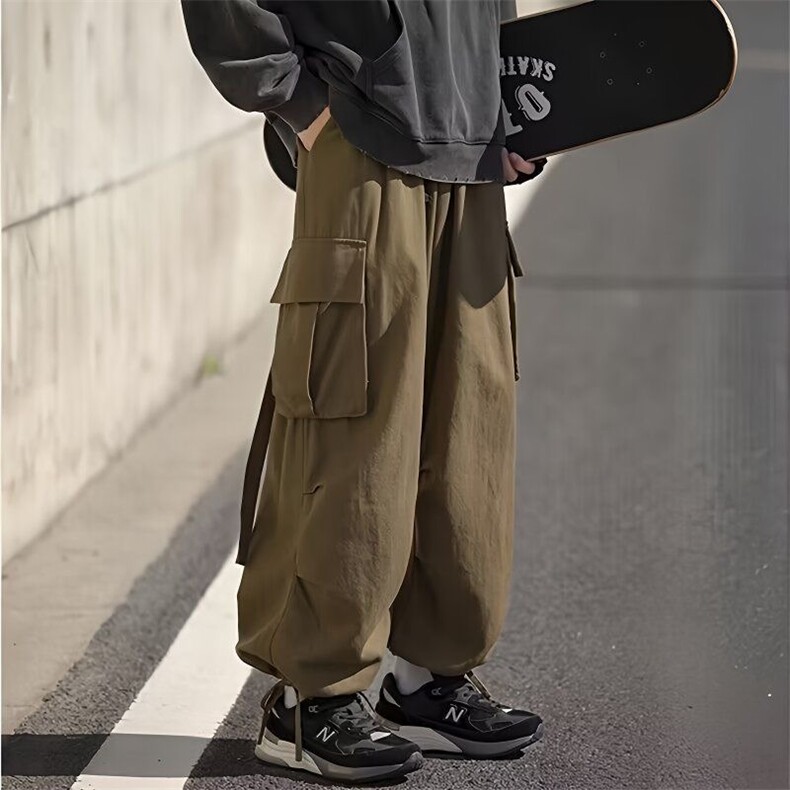 工装裤男春秋男款宽松日系阔腿束脚裤男士运动休闲长裤秋季裤子男,女装休闲裤,星座1210-1
