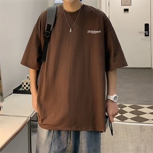 YY01常年款男士休闲字母印花T恤衫外套圆领半袖五分袖TEE男女中性图片