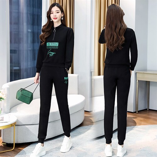 休闲运动套装女时尚大码女装2024春秋新款洋气减龄宽松舒适两件套，女装套装/套裙，梦依杭