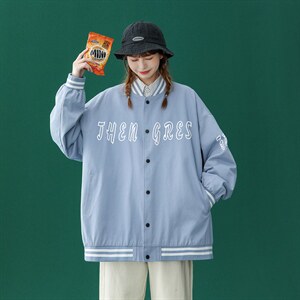 ！秋季潮流宽松休闲百搭夹克情侣棒球服外套 G212 P65控88图片