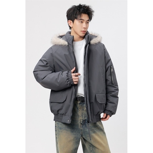 自家图有视频 复古加绒毛领外套棉衣新款连帽派克棉服M2572p95图片