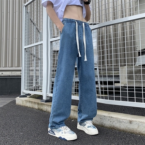 春秋季新款纯色牛仔裤美式潮牌宽松休闲百搭直筒裤图片