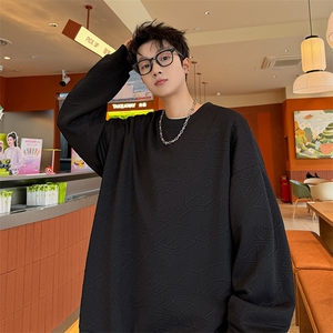 S5013/特P30春装新款个性套头提花卫衣男潮流宽松百搭长袖T恤外套图片