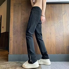 小众拼接牛仔裤男款秋季美式高街直筒显瘦裤子提档vibe加绒微，男装牛仔裤，星座218-1（原230）