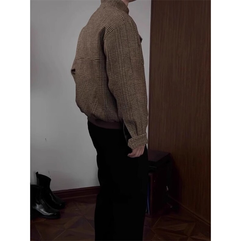 网图老钱风千鸟格boxy正肩版夹克外套W1703/特P68,男装夹克,电商B350