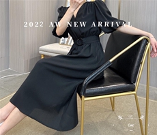 L22127V领收腰气质连衣裙，女装连衣裙，穿名堂(5F)