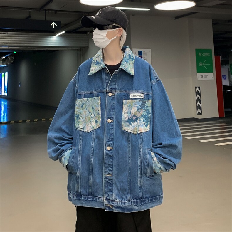 美式复古刺绣牛仔外套男春秋季潮牌ins翻领工装夹克W7842-P55,男装夹克,星座512-3
