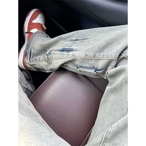 牛仔裤男女水洗做旧火焰残影修身微喇裤子百搭复古 NN821图片
