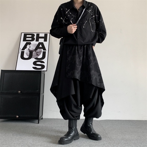 秋冬装街舞原创暗黑山本风裙裤阔腿裤男加肥加大码胖子个性吊裆裤图片