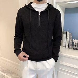 春秋季针织连帽卫衣男士潮流休闲修身舒适保暖长袖毛衣潮 S606图片