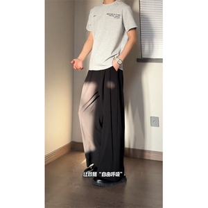 现货 冰丝裤男美式凉爽垂坠感痞帅感休闲裤阔腿拖地 513CK08 P35图片