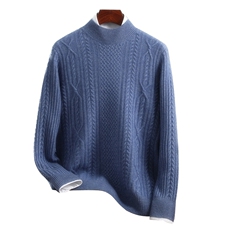 2025年秋季圆领针加厚花单领，男装羊绒套衫，恒标羊绒