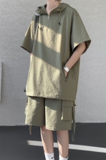 现货TZ772-特批56新款速干肌理感短袖衬衫短裤T恤大码套装，男装休闲套装，电商A059