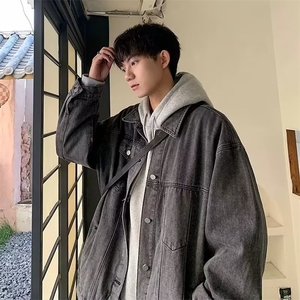 美式牛仔外套男春季潮牌宽松休闲工装夹克高街百搭情侣款图片