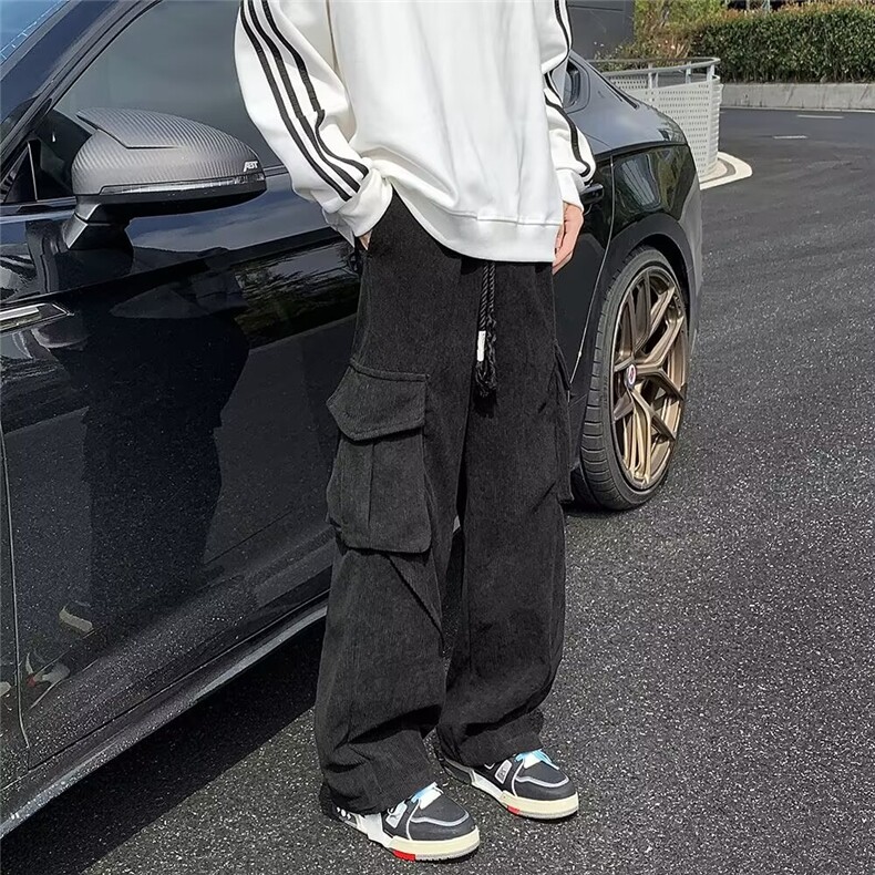 灯芯绒中性风潮抽绳拖地长裤A654P42,男装休闲裤,星座1116-2