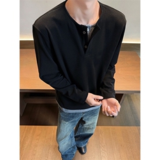 保暖德绒假两件打底衫叠穿宽松卫衣男女T恤5Q4090-TP3058，男装T恤，电商A102