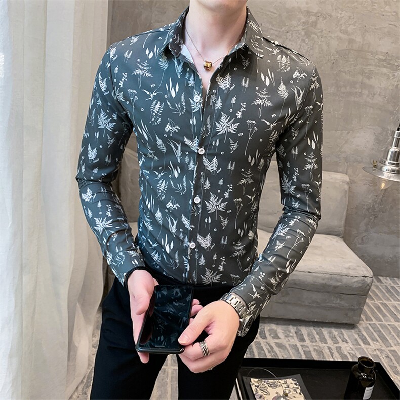 312A-938-P55新款社会精神小伙长袖衬衫男时尚帅气夜店衬衣-首1，男装衬衫，星座312A-5