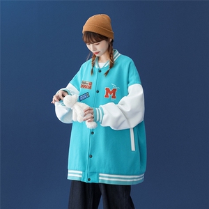 中性风 2023秋季新款港风潮牌印花设计感棒球服夹克--G89p65控78图片