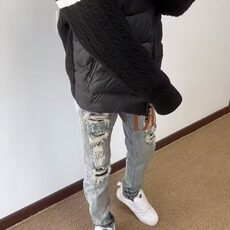 美式重磅复古牛仔裤男宽松直筒锥形高街潮流做旧破洞裤子男款四季，男装牛仔裤，星座506A