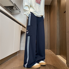抖音品质条纹侧边口袋腊肠狗刺绣休闲卫裤B315-K25345-特p40控78，男装休闲裤，电商B315