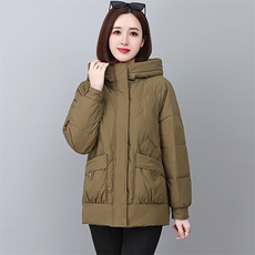 冬季加厚羽绒棉服女中长款2025新款韩版宽松休闲棉衣连帽棉袄外套，女装棉衣/棉服，婷思杰（原婷想服饰）