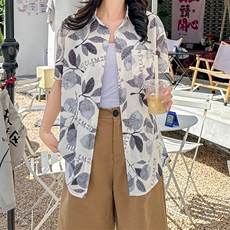 海边度假风短袖花衬衫女夏威夷ins超仙沙滩衬衣复古港风CS130/P30，女装衬衫，星座506
