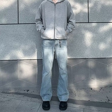 美式复古微喇矮个子显高洗水浅蓝牛仔裤NZD707，男装牛仔裤，星座516A